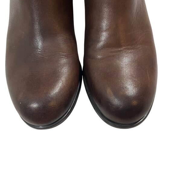 Franco Sarto boots women's 6 brown leather Marielle round toe side zip - Picture 9 of 13